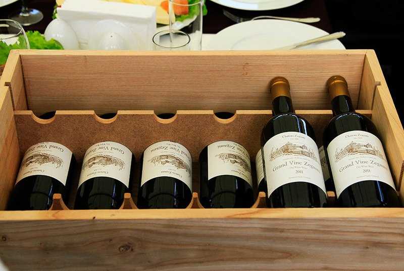 wine bottles in a crate