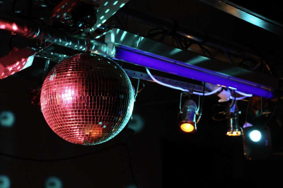 a disco ball in a club