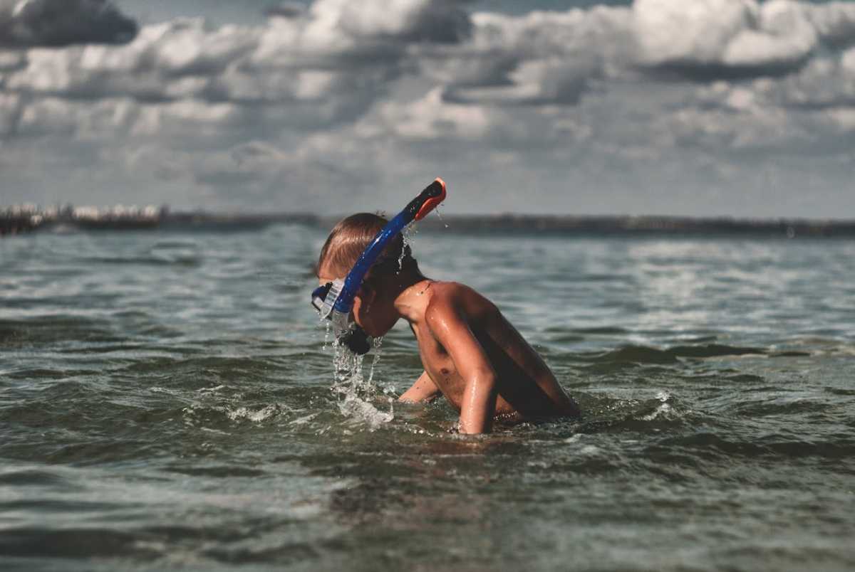 A boy snorkeling