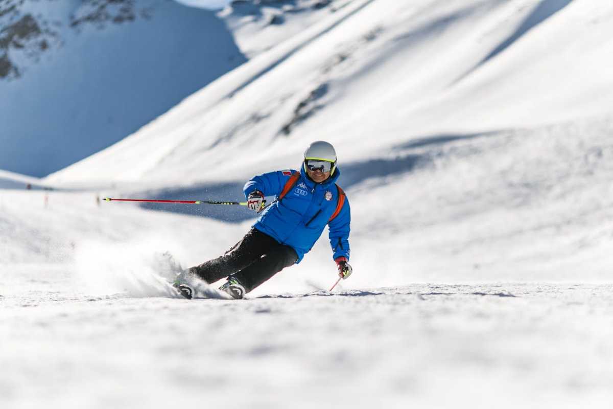 A person skiing